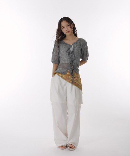 MUHET（ミュエータ） カーディガン ribbon lace-up knit cardigan