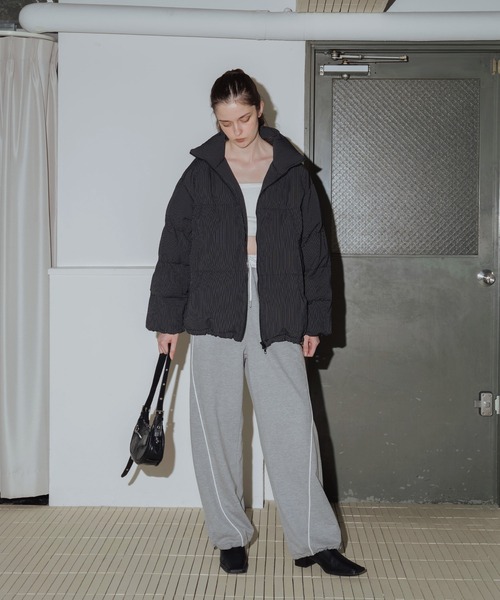 Mili affinity ダウンコート ダウンジャケット ストライプオーバー