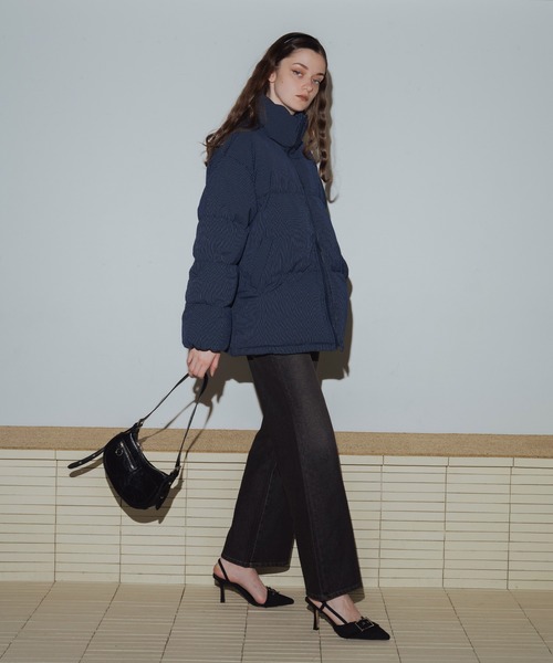 Mili affinity ダウンコート ダウンジャケット ストライプオーバー