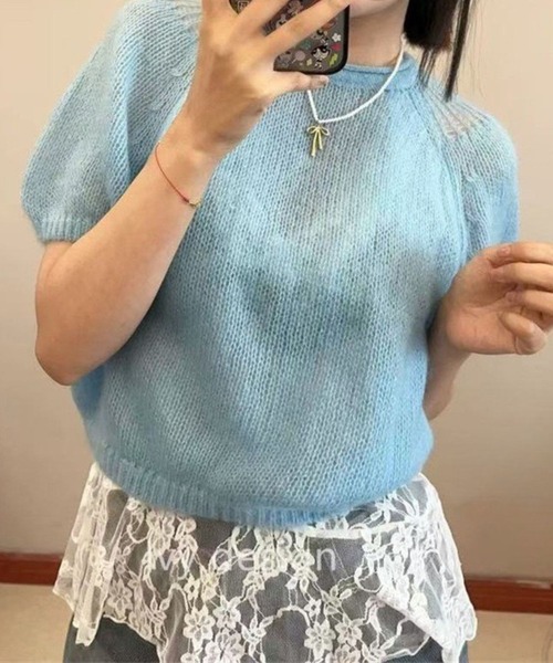 ニット セーター モヘア半袖ニット レディース 楽天市場】【SUMMER FAIR】Mサイズ モヘアタッチローゲージ