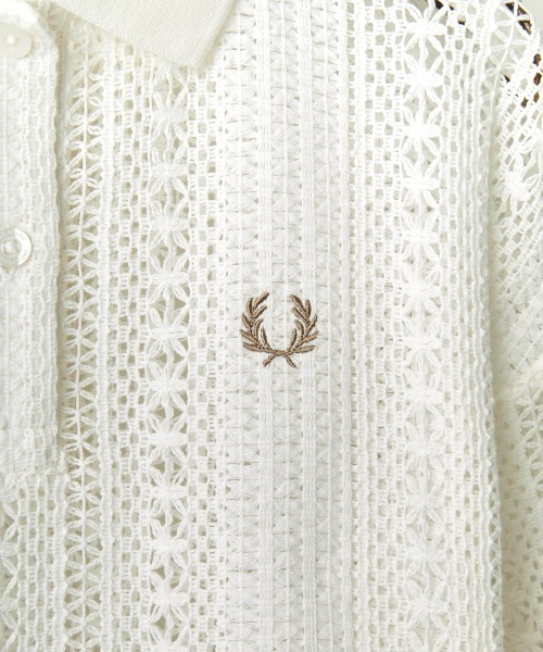 美品　FRED PERRY レディースポロシャツ　ホワイト　UK10 FRED PERRY 「FRED PERRY」 半袖ポロシャツ 10 ホワイト