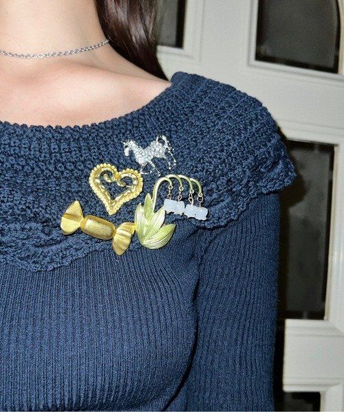 ビンテージ ブローチ ネックレス セット musubore（ムスボレ） ブローチ 「 select 」vintage like brooch set