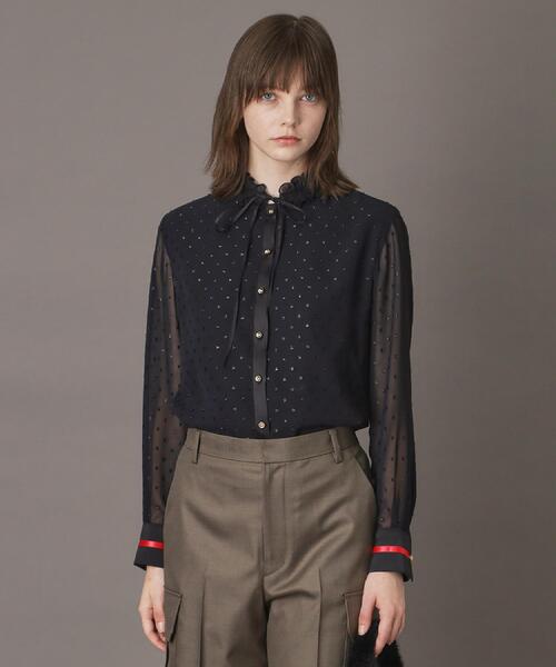 【完売品】ドレステリア フィルムドットフリルネックブラウス ドットスタンドフリルネックブラウス（シャツ・ブラウス