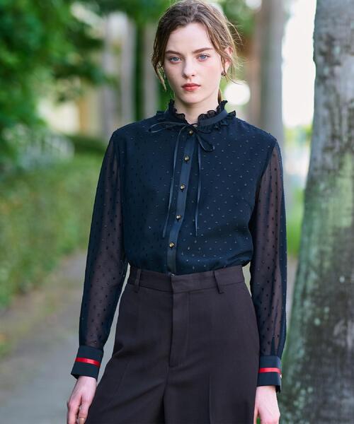 【完売品】ドレステリア フィルムドットフリルネックブラウス ドットスタンドフリルネックブラウス（シャツ・ブラウス