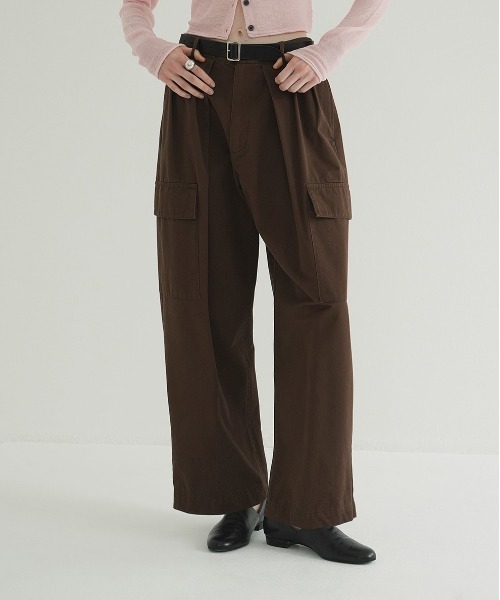 ワイドパンツ カーゴパンツ WIDE TUCK WORK PANTS レディースの画像