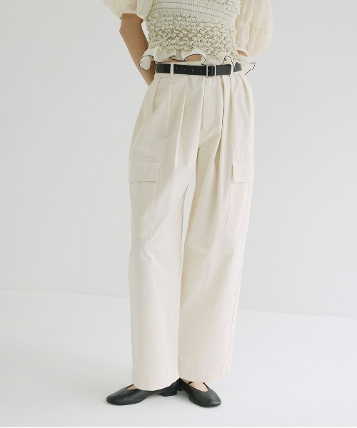 ワイドパンツ カーゴパンツ WIDE TUCK WORK PANTS レディースの画像