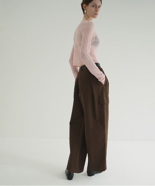 ワイドパンツ カーゴパンツ WIDE TUCK WORK PANTS レディースの画像