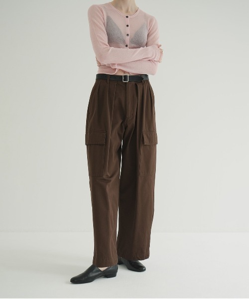ワイドパンツ カーゴパンツ WIDE TUCK WORK PANTS レディースの画像