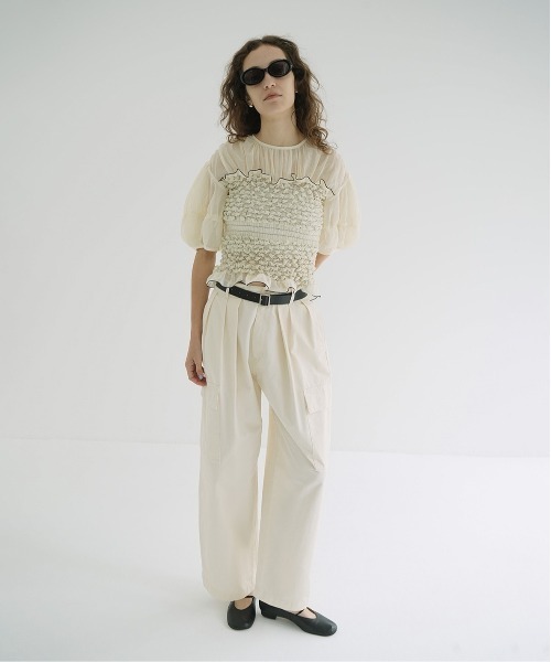 ワイドパンツ カーゴパンツ WIDE TUCK WORK PANTS レディースの画像