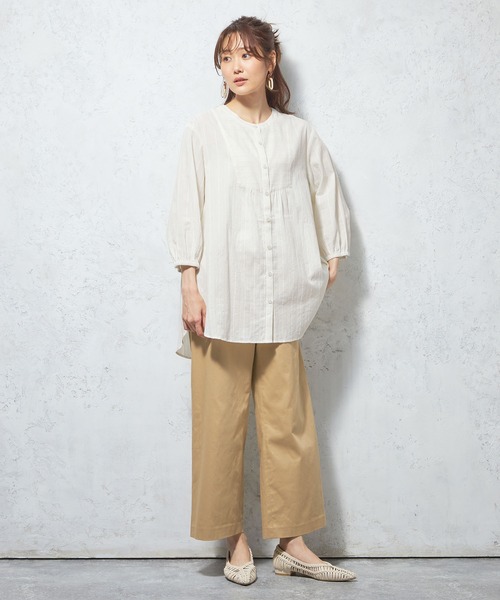 「Petit Honfleur」 7分袖ブラウス 11号 グリーン レディース_画像2