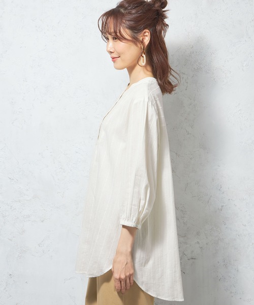 「Petit Honfleur」 7分袖ブラウス 11号 グリーン レディース_画像3