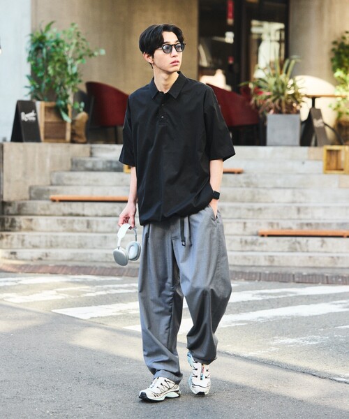 「FREAK'S STORE」 半袖ポロシャツ MEDIUM グレイッシュベージュ メンズ_画像3