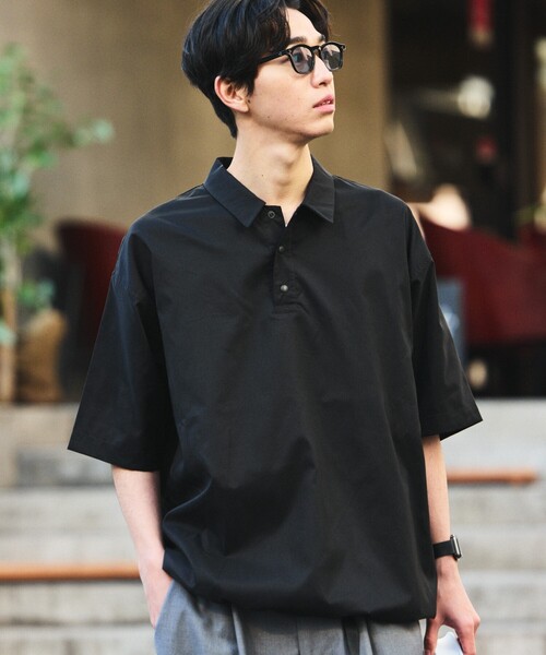 「FREAK'S STORE」 半袖ポロシャツ MEDIUM グレイッシュベージュ メンズ_画像7