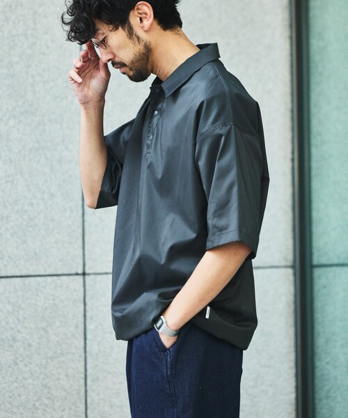 「FREAK'S STORE」 半袖ポロシャツ MEDIUM グレイッシュベージュ メンズ_画像9