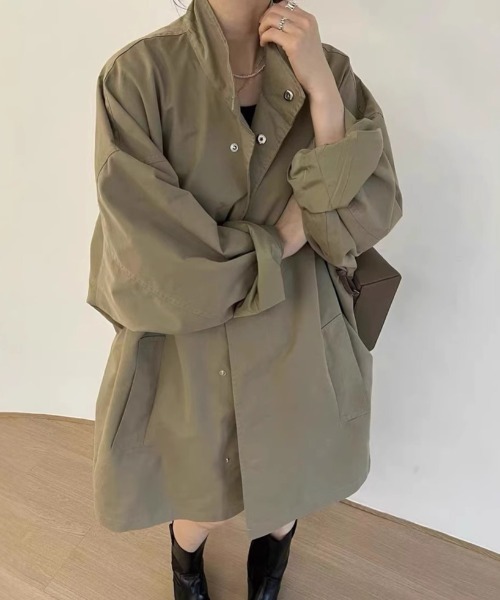 cammie コート アウター ボリュームスリーブスタンドネックロング