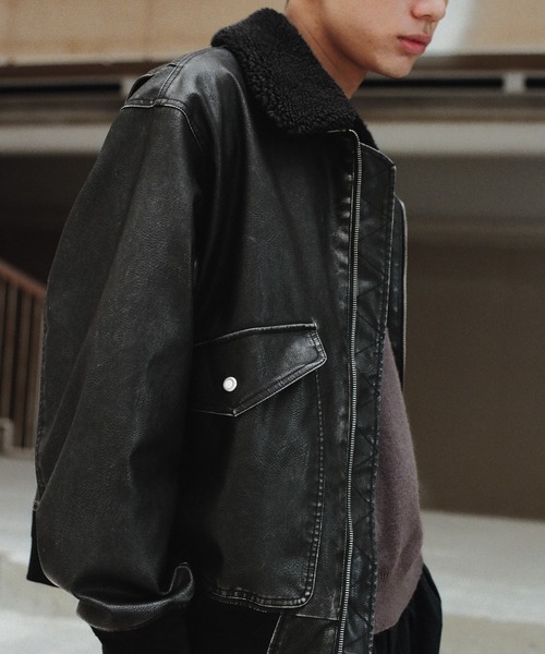 ブルゾン アウター DETACHABLE BOA ARTIFICIAL GRAIN FLIGHT BLOUSON メンズ レディース | WYM LIDNM | 08