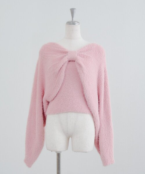 continuer de NICE CLAUP ニット セーター リボン+キャミセットニット