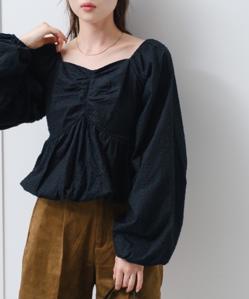 Kastane（カスタネ） ブラウス シャツ ダメージループバルーンブラウス