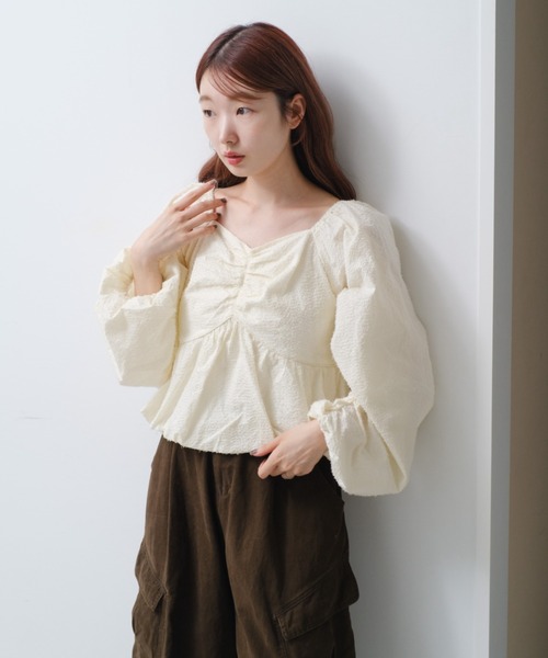 Kastane バルーンブラウス　ブラウス Kastane（カスタネ） ブラウス シャツ ダメージループバルーンブラウス