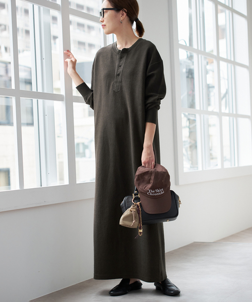 SLOBE IENA（スローブイエナ） ワンピース テレコヘンリーネックカット