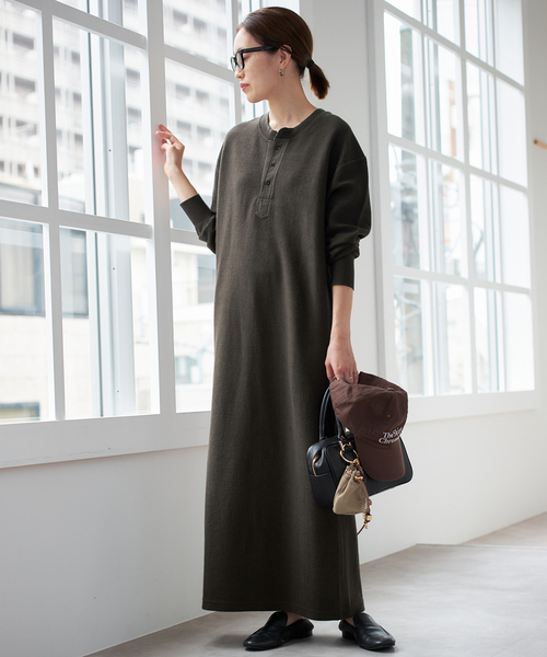 SLOBE IENA（スローブイエナ） ワンピース テレコヘンリーネックカット