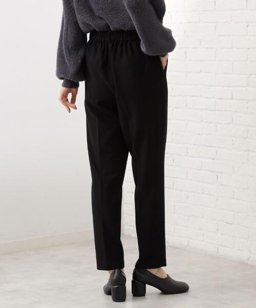 【ブラック】裏起毛 テーパード ロングパンツ (WOMENS) THE SHOP TK パンツ 「着丈選べる/XS〜XLサイズ」あったか裏起毛