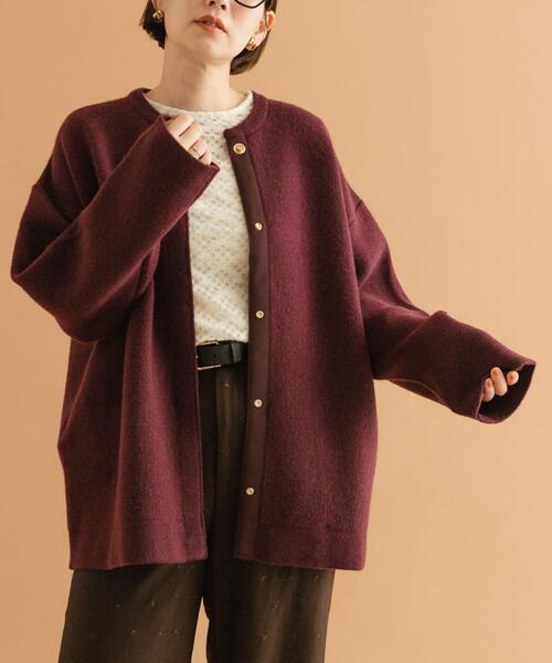 Resson ニット f by rosso ハミルトン接結ニットコート 公式 DES PR S WOMEN ニットコンビネーション ロングコート チャコールグレー F ウール100 新品 DES PR S チャコールグレー レディース