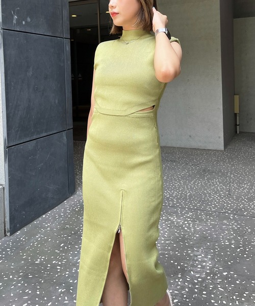 「SPIRALGIRL」 ノースリーブワンピース FREE グリーン レディース_画像3