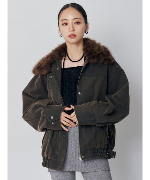 MURUA（ムルーア） ブルゾン アウター 2WAYカラーフェイクレザー