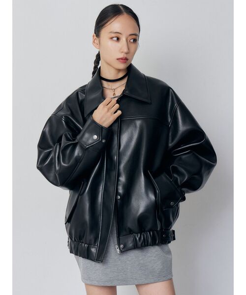 MURUA（ムルーア） ブルゾン アウター 2WAYカラーフェイクレザー