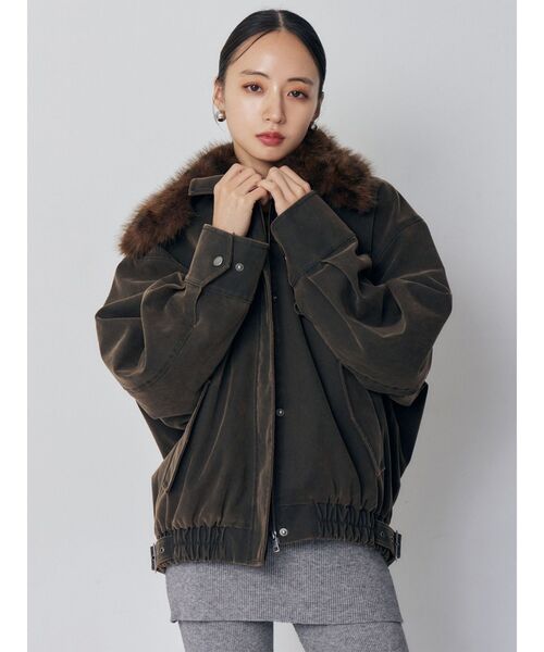 MURUA（ムルーア） ブルゾン アウター 2WAYカラーフェイクレザー