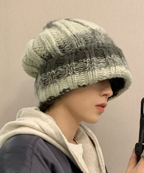 FreeZone ニット帽 ニットキャップ ふわもこ配色ニット帽 レディース