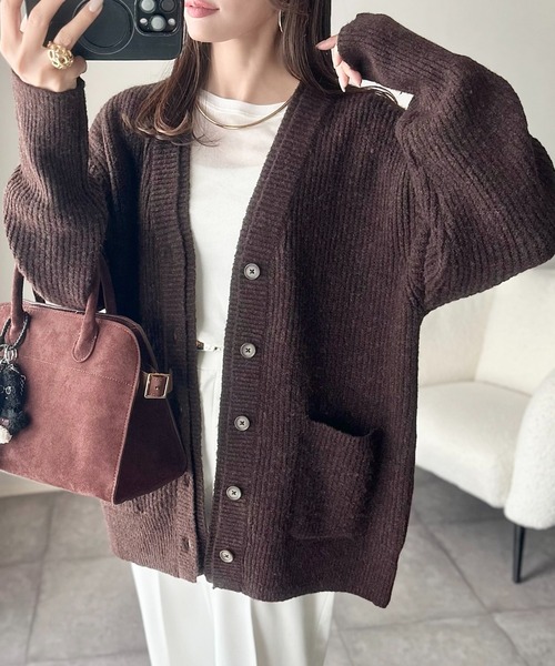 ANGIE ニットカーディガン FREE ダークブラウン レディース : ZOZOTOWN