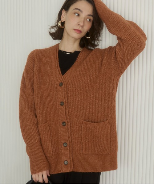 「ANGIE」 ニットカーディガン FREE ダークブラウン レディース_画像8