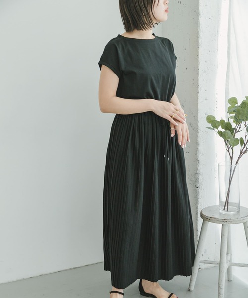「ITEMS URBANRESEARCH」 半袖ワンピース FREE グリーン レディース_画像3