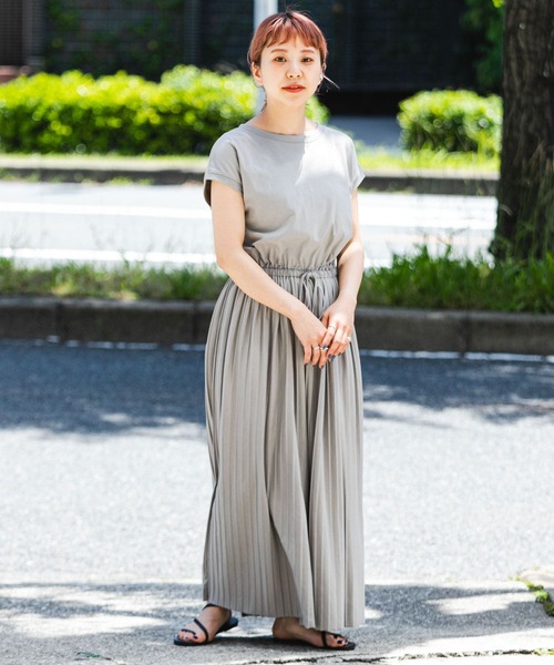 「ITEMS URBANRESEARCH」 半袖ワンピース FREE グリーン レディース_画像9