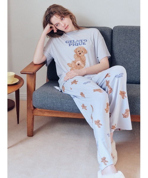 現在お値引中☆GELATO PIQUE 犬プリント パジャマセット ジェラートピケ CAT&DOG サマーベア柄プルオーバー ジェラピケ gelato