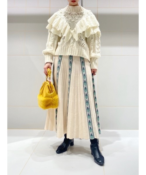 「FURFUR」 長袖ニット ONE SIZE ホワイト レディース_画像4