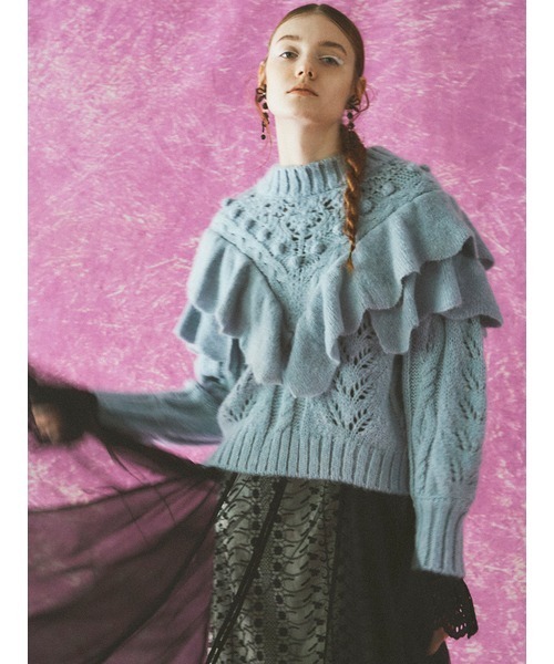 「FURFUR」 長袖ニット ONE SIZE ホワイト レディース_画像5
