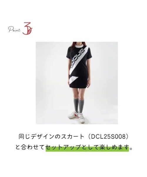 ゴルフ DOCUS（ドゥーカス）レディース ダイアゴナルロゴ モックネック 半袖 シャツ レディース