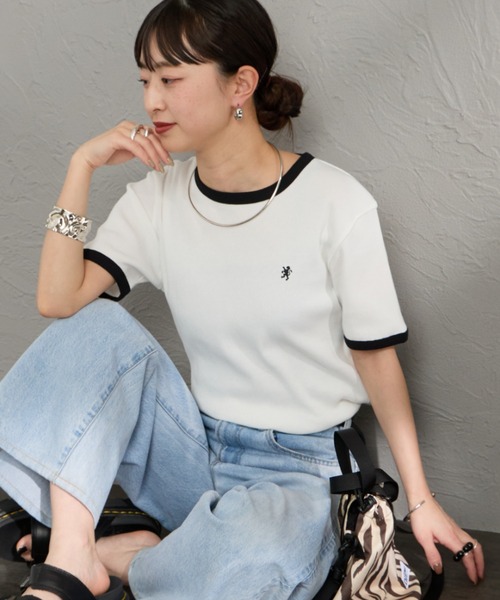 GYMPHLEX（ジムフレックス） tシャツ ワンポイントロゴ刺繍 リンガー