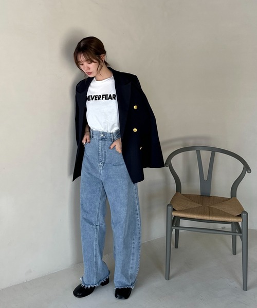 「feepur」 テーラードジャケット MEDIUM ネイビー レディース_画像4