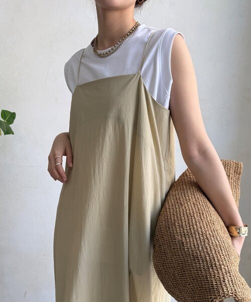 T665 美品 S ドゥロワー 切り替え ギャザー 春夏 ワンピース レディース DouDou（ドゥドゥ） ワンピース 「SAKURA企画」裾ギャザー切替キャミ