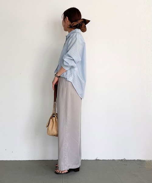 ワイドパンツ パンツ 「低身長caho146cmさんコラボ」ストレートワイドパンツ レディースの画像