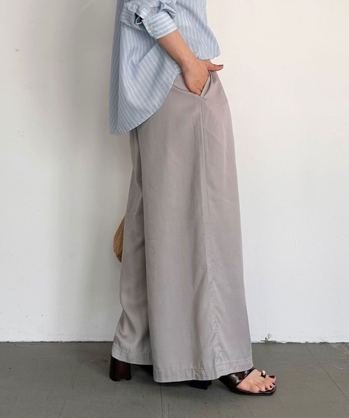 ワイドパンツ パンツ 「低身長caho146cmさんコラボ」ストレートワイドパンツ レディースの画像