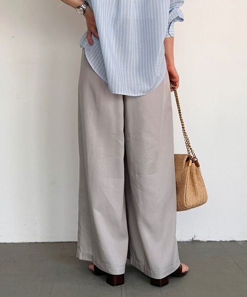 ワイドパンツ パンツ 「低身長caho146cmさんコラボ」ストレートワイドパンツ レディースの画像