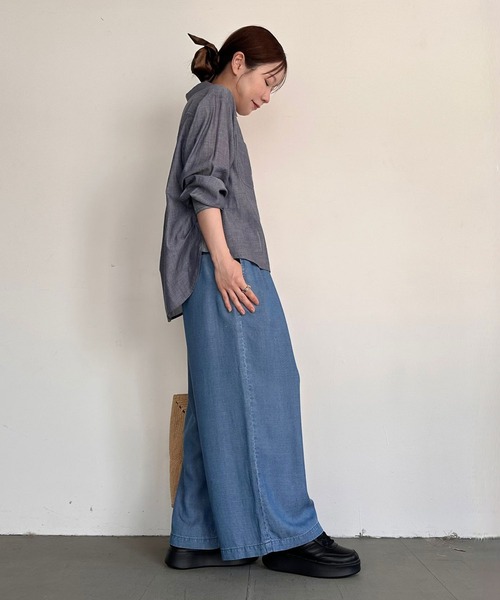 ワイドパンツ パンツ 「低身長caho146cmさんコラボ」ストレートワイドパンツ レディースの画像