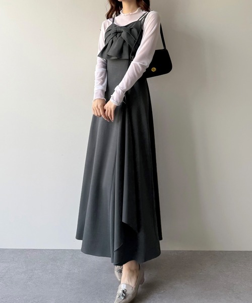 「mipiarl」 キャミソールワンピース LARGE チャコール レディース_画像9