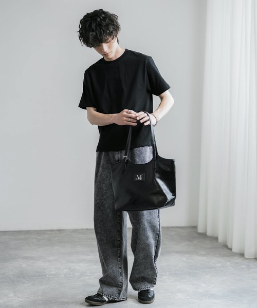 【オーシャン】MUCENT レザートートバッグ ブラック MUCENT（ムセント） トートバッグ ARMAND FRONT BUCKLE LEATHER