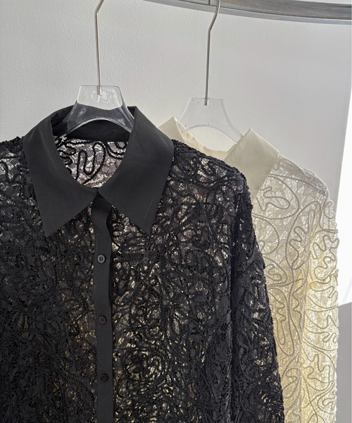 「feepur」 長袖ブラウス MEDIUM ブラック レディース_画像3